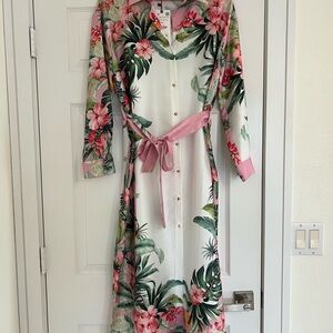 Zara Pink Floral Shirt with Leaf Print